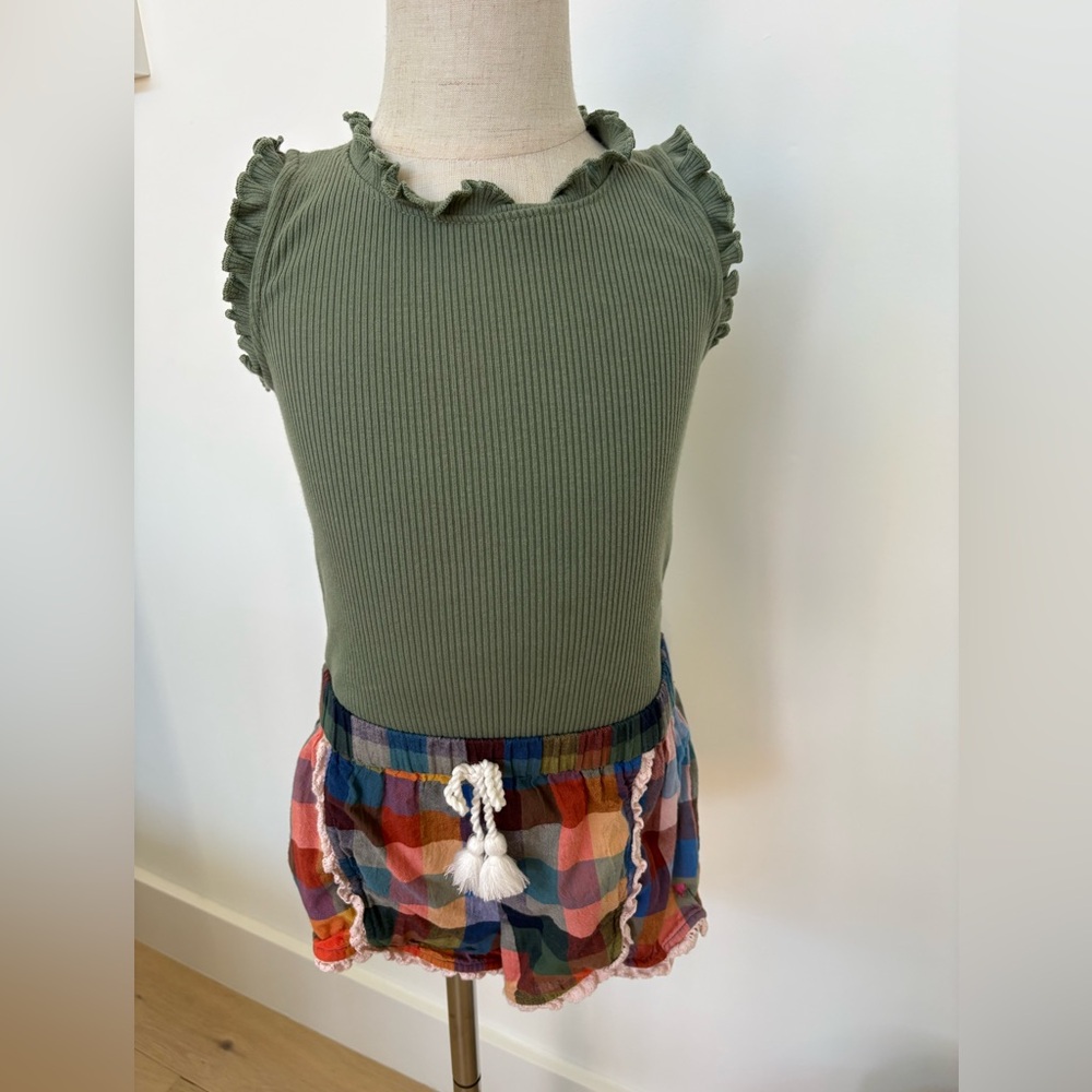 Pink Chicken Multicolor Plaid Shorts and coordinated tank top